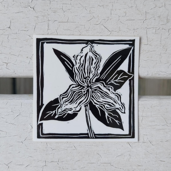 Trillium block print sticker