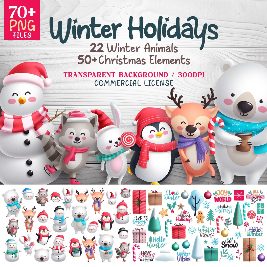 Winter Christmas Animals PNG Clipart, Christmas Characters Clipart ...