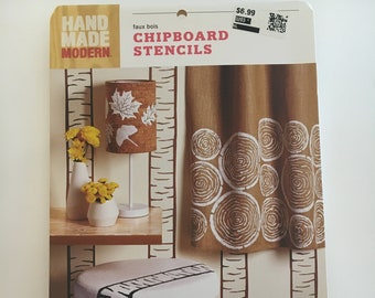 Chipboard Stencils Kit Hand Made Modern 2015 Wood Grain Design Cross Cut Wood Tree Bark Leaves Supplies Home Decor Wall Stencils