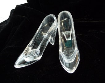 SHOES, Clear Plastic Shoes, Two Shoes, Hard Plastic, Craft Supplies, Destash, High Heel Shoes, Cinderella Shoes, Small Plastic Shoes