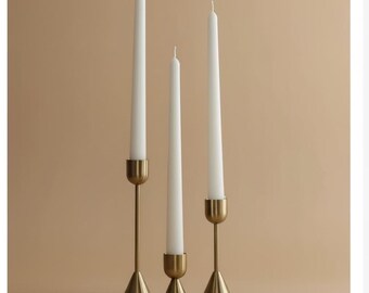 Solid Brass Taper Candle Holders Set | Minimalist Scandinavian Decor
