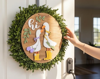 15” Goose Door Hanger DIY Kit | Spring Geese Round Sign | Unfinished MDF Craft Kit | Farmhouse Spring Decor | Paint Your Own Wood Sign