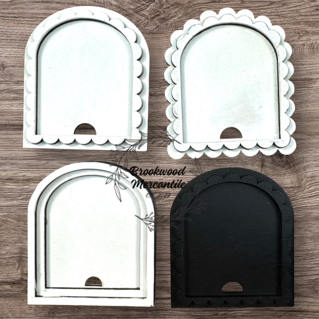 Set of 4 Mini Arch Frames With Easels | Unfinished MDF Wood Tiered Tray ...