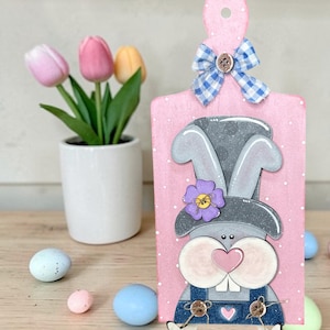 Buck Tooth Bunny Cutting Board Craft Kit | Spring Easter Decor, Paintable Wood MDF Tag