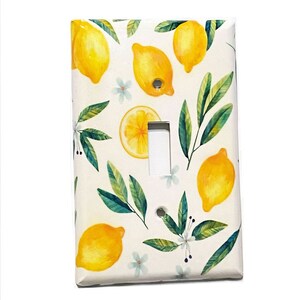 Lemons Light Switch, Farm house decor, Fruit switch plate cover, Kitchen  decor, yellow  lemon pattern, GFI Rocker, Watercolor Lemon, Lily&#39;s