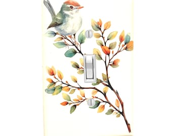 Light Switch Cover: Bird on branch, Nursery Decor, GFI Rocker, Double Switchplate