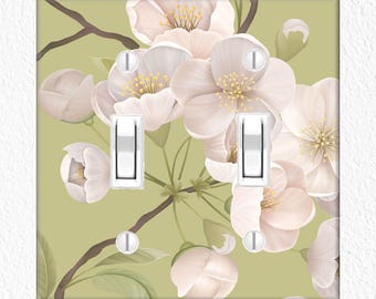 Cherry blossom switch covers: White and Green Toggles