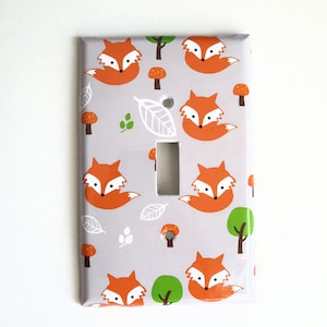 Woodland Fox Switchplate Cover - Fox Nursery  - Babys Room Decor -  Rocker Plate cover