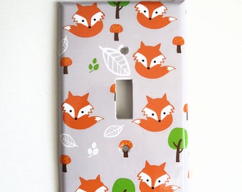 Woodland Fox Switchplate Cover - Fox Nursery  - Babys Room Decor -  Rocker Plate cover