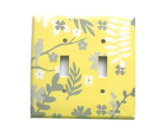 Gray Yellow Switchplate Cover / Light Switch Cover / Single Toggle Switch Switchplate / Modern Home Decor