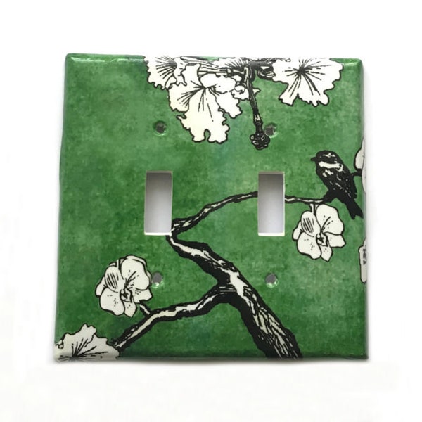 Nature switch covers, Bird light switch, Green GFI covers, Floral Rocker cover, Entry way decor, Forest Nursery ideas, Double switch cover
