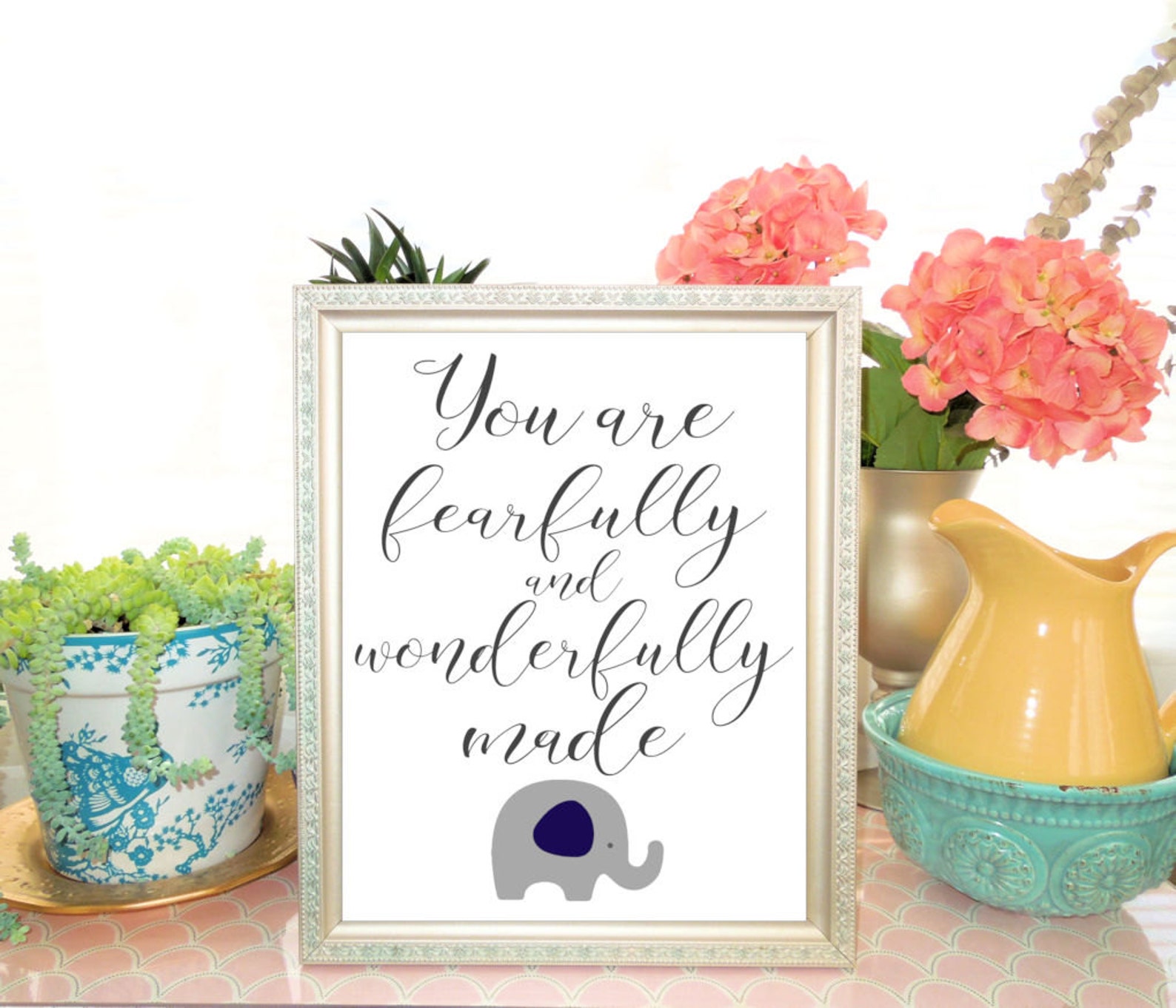 Printable Bible Quotes for Baby Elephant Nursery Art Print Etsy