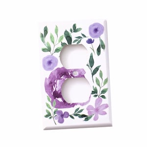 Lavender Floral Light switch Cover, Green Purple switchplate,  Triple Switchplate, Double switchplate, GFI, Baby Nursery, Lilys Nursery Shop