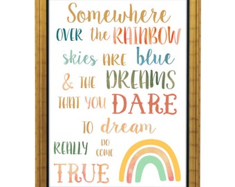 Rainbow Printable Art, Rainbow Nursery Wall Decor, Rainbow Digital Download, Instant Print, DIY Print at home, Baby Nursery Wall Art, Pastel