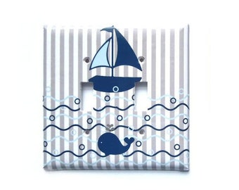 Nautical Switchplate Cover - Nautical Nursery Room - Whale Nursery - Baby Boys Nursery - Your color choices