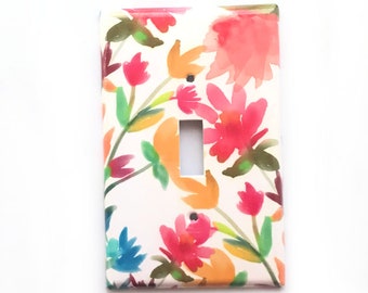 Floral Light switch Cover, Watercolor flowers switchplate,  Triple Switchplate, Double switchplate, Baby Nursery Decor, Lily's Nursery