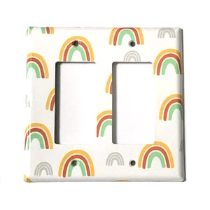 Rainbow Light switch Cover, Rainbow Switchplate, Pastel Rocker Cover, Double switchplate, Fun Nursery decor, GFI Cover, Lil&#39;s Nursery Shop
