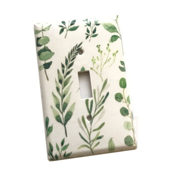 Botanical Light switch Cover, Switchplate cover Greenery, Nature Rocker Cover, Double switchplate, Nursery decor, GFI Cover, Triple Switch