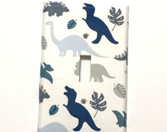 Dinosaur Switchplate Cover, Light Switch Cover Single, Dino Switchplate, Double switchplate, Dino Rocker Cover, Navy Blue Gray Nursery, Baby