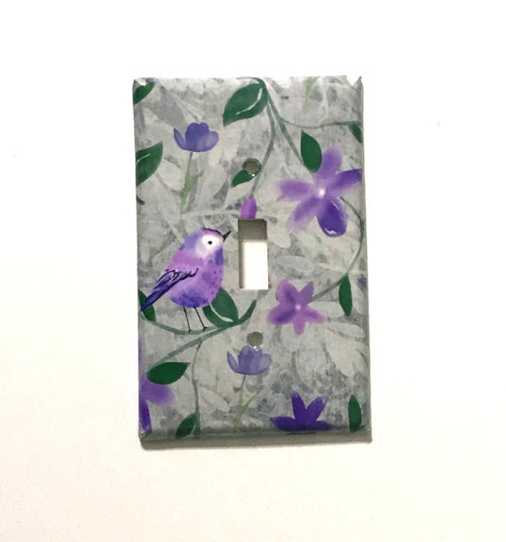 Bird Light Switch Cover Purple Bird Switchplate Watercolor Etsy