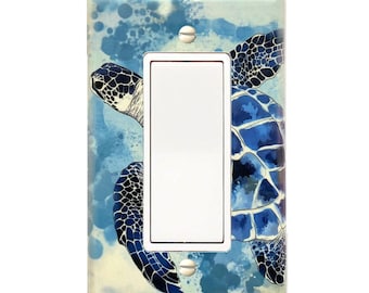 Sea Turtle Double Toggle Switch Cover, Ocean Bathroom Decor