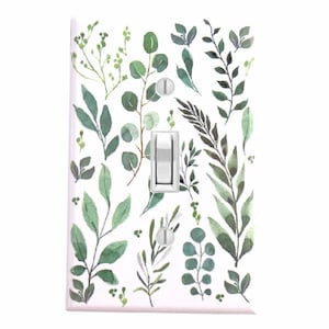 Botanical Light switch Cover, Switchplate cover Greenery, Nature Rocker Cover, Double switchplate, Nursery decor, GFI Cover, Triple Switch