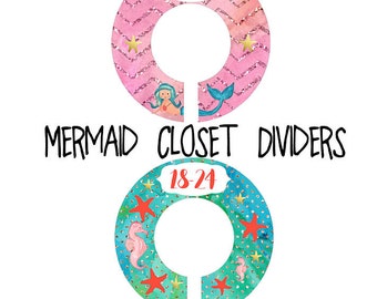 Mermaid Nursery Closet Dividers, Coral Pink Teal Gold Nursery, Baby Clothes Dividers, Plastic Clothes Organizer, Little Mermaid Nursery