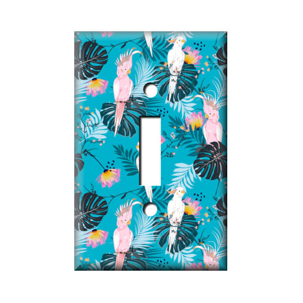 Tropical Bird Light switch Cover, cockatiel Bird switchplate,  Watercolor Rocker Cover, Double switchplate, Baby Nursery Decor, Pretty Bird