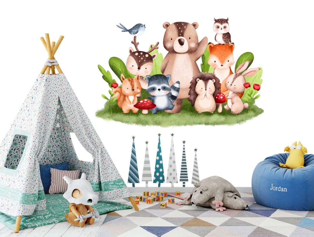 Woodland Animal Decals for Nursery Crib Wall Decal Childs Etsy