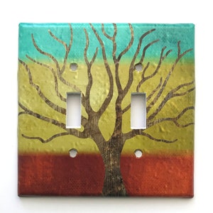 Tree of Life Light Switch Cover, Natural Earth Tones Wall Plate, Tree Rocker Decor Cover, Electrical Outlet, Single Toggle, Double switch Double Switch