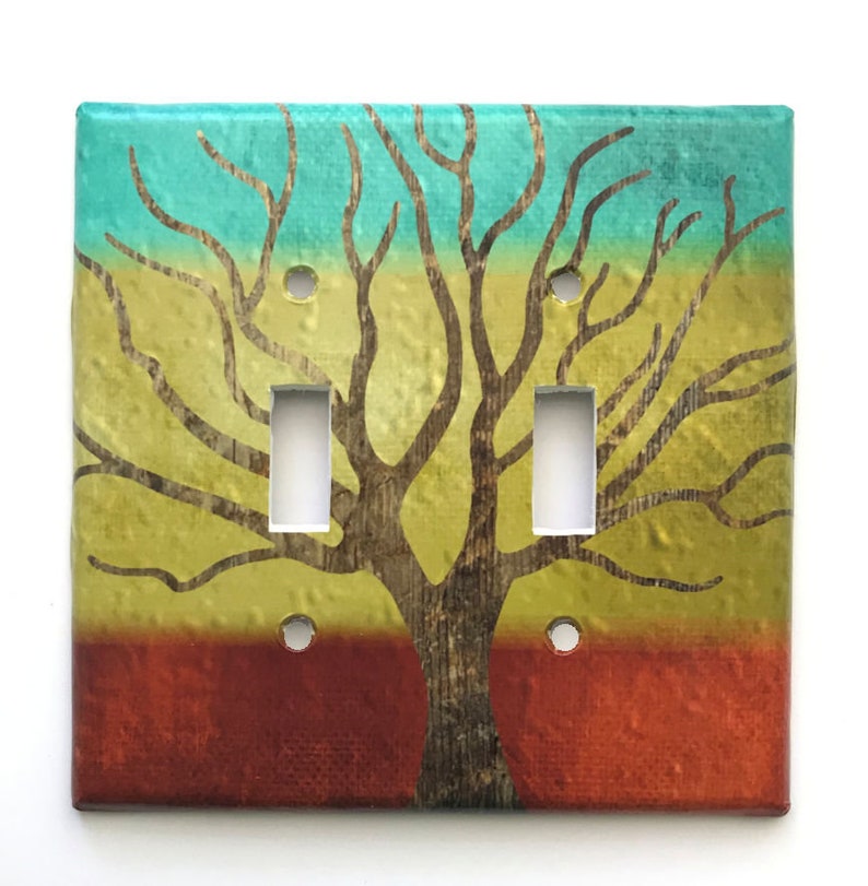 Tree of Life Light Switch Cover, Natural Earth Tones Wall Plate, Tree Rocker Decor Cover, Electrical Outlet, Single Toggle, Double switch Double Switch