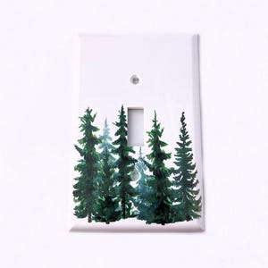 Forest Trees Light switch Cover, Switchplate cover Trees, Mountain Rocker Cover, Double switchplate, Nursery decor, GFI Cover, Triple Switch