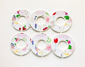 Spring Flowers Closet Dividers, Nursery Closet Dividers, Watercolor Flower Clothes Organizer, Floral Nursery Decor, Bohemian Daily Organizer