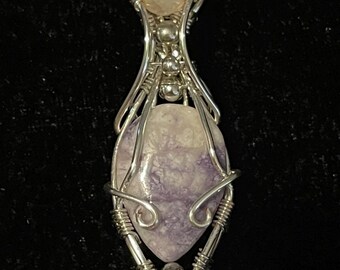 Wire wrapped lilac marble teardrop stone
