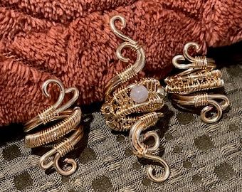 Wire wrapped hair cuffs/jewelry.