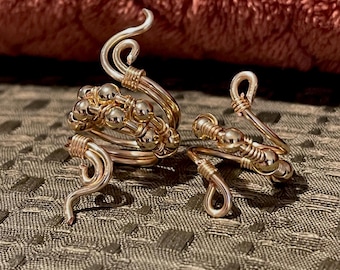 Gold wire wrapped hair cuffs. 1 pair.