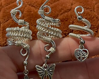 Set of 3, wire wrapped hair jewelry.