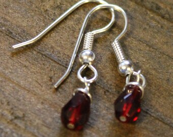 Birthstone Earrings Garnet January, birthday gift, crystal earrings
