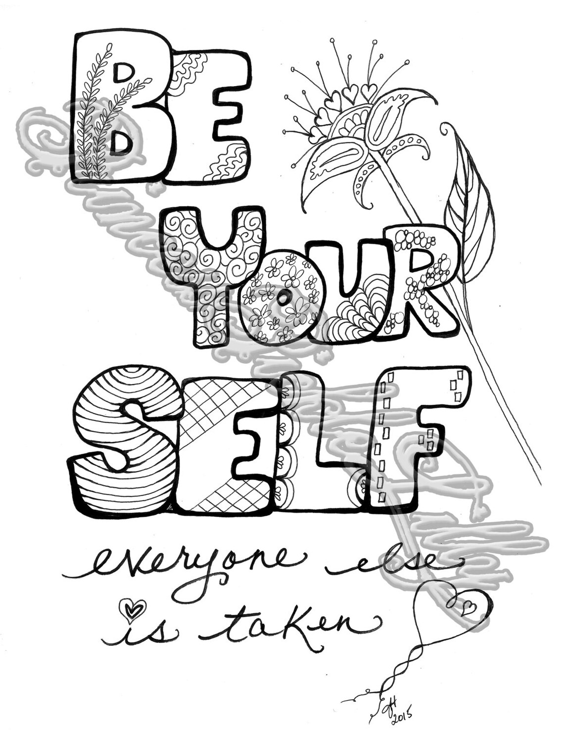 be-yourself-coloring-page-word-art-flowers-nature-doodle-etsy-ireland