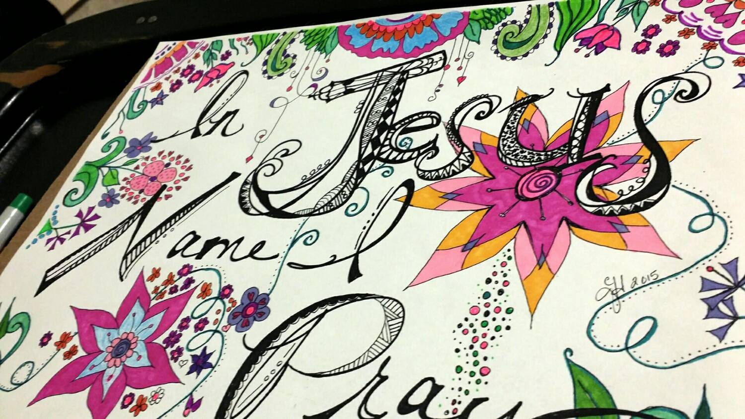Download In Jesus Name I Pray Coloring page word art flowers | Etsy
