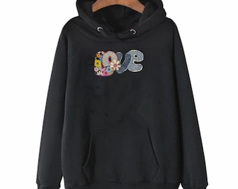 007 LOVE large handmade one of a kind denim sew or glue on hippie boho 60s 70s floral patch. LOOK at IT!