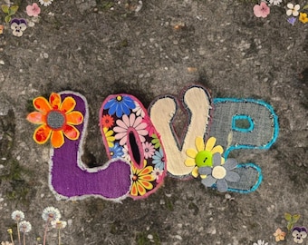 Fun handmade patch 60s 70s love groovy jean jacket applique...  unique... awesome. You know you want it.. now look at the rest!