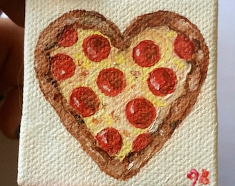 Another Little Pizza My Heart mini oil painting 2x2