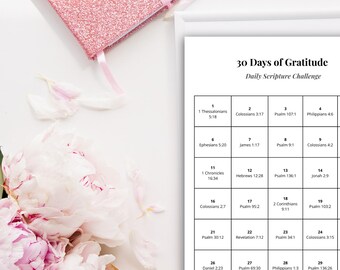 30 Days of Gratitude Scripture Challenge | Daily Bible Verse Plan Printable | Christian Devotional PDF | Faith Study Guide