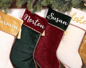 Personalized Velvet Christmas Stocking: Custom Family Holiday Decor