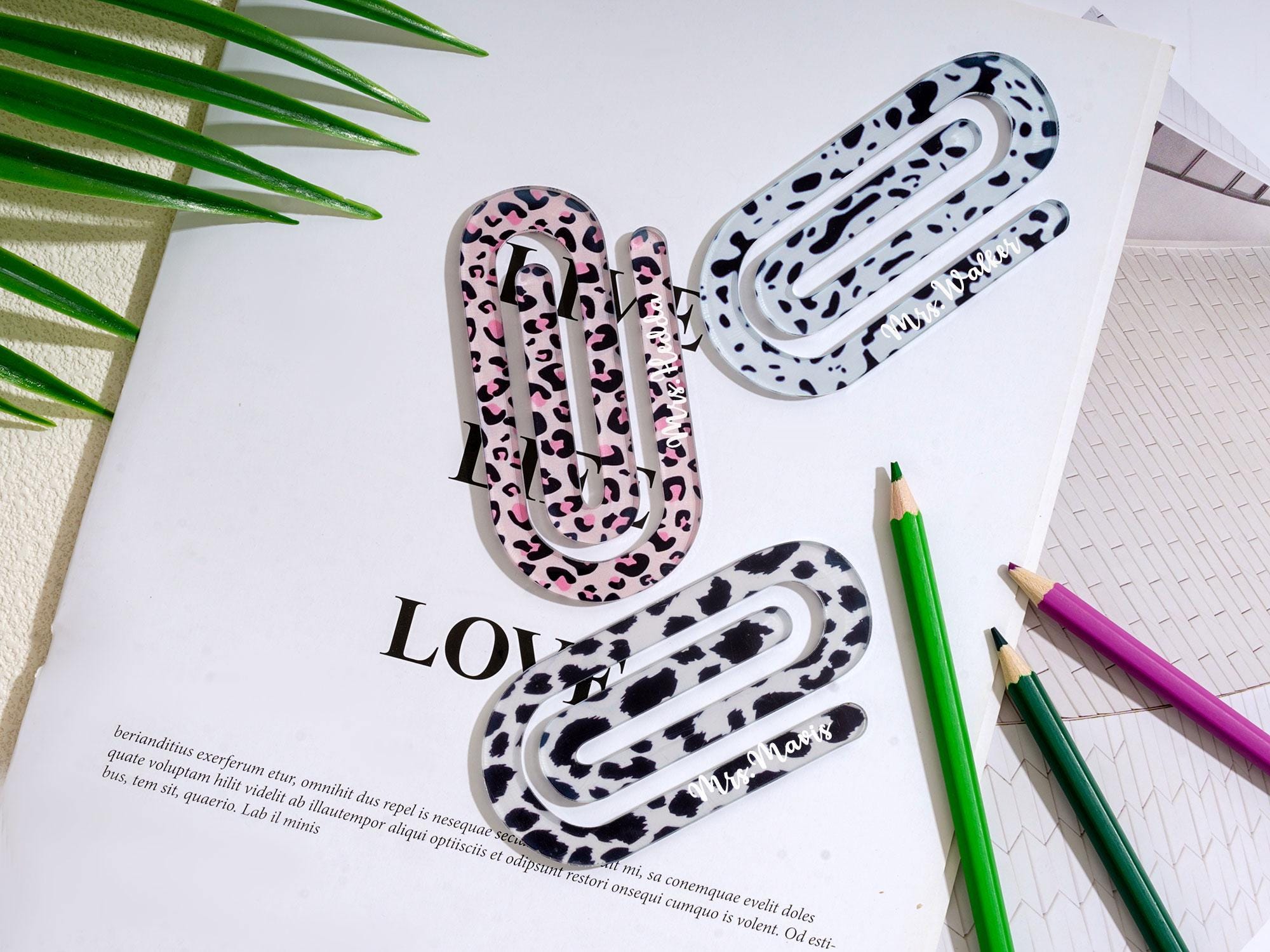 パーソナライズされた先生用ジャンボペーパークリップ：カスタムアクリルブックマーク - Etsy 日本 ジャンボアクリルペーパークリップ24個 先生への感謝ギフト Lサイズ 6つのデザインブックマーククリップ 新学期用品 4インチ ペー