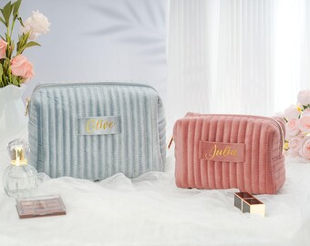Personalized Velvet Cosmetic Bag, Bridesmaid Gift
