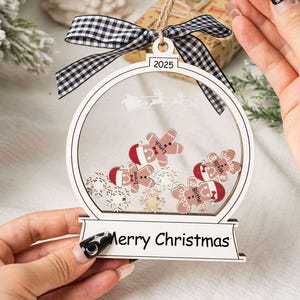 Custom Family Ornament 2025, Personalized Gingerbread With Hat Family Christmas Ornament,4D Customized Cookie Ornament Gift for Christmas