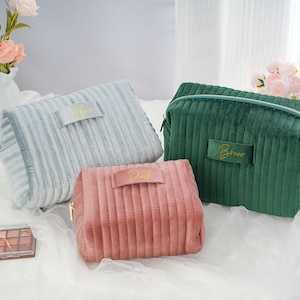 Velvet Cosmetic Bag,Wedding Gift,Gift for Her,Christmas Gifts,Personalized Makeup Bag,Bridesmaid Gifts,Bridesmaid Cosmetic Bag,Wedding Gift