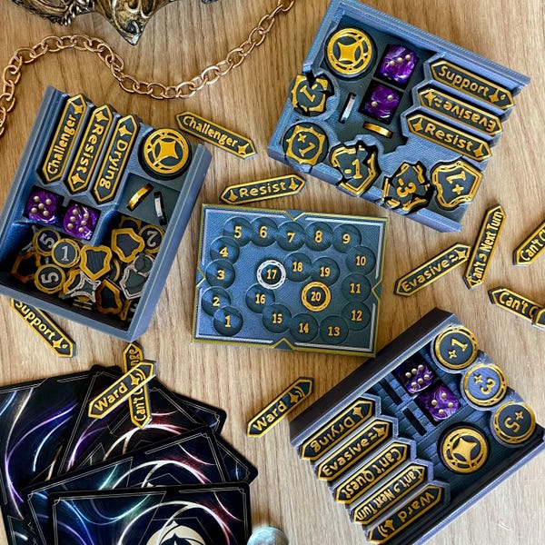 Lorcana Inspired Token Box, Tokens, & Lore Counter Circle Tracker Version